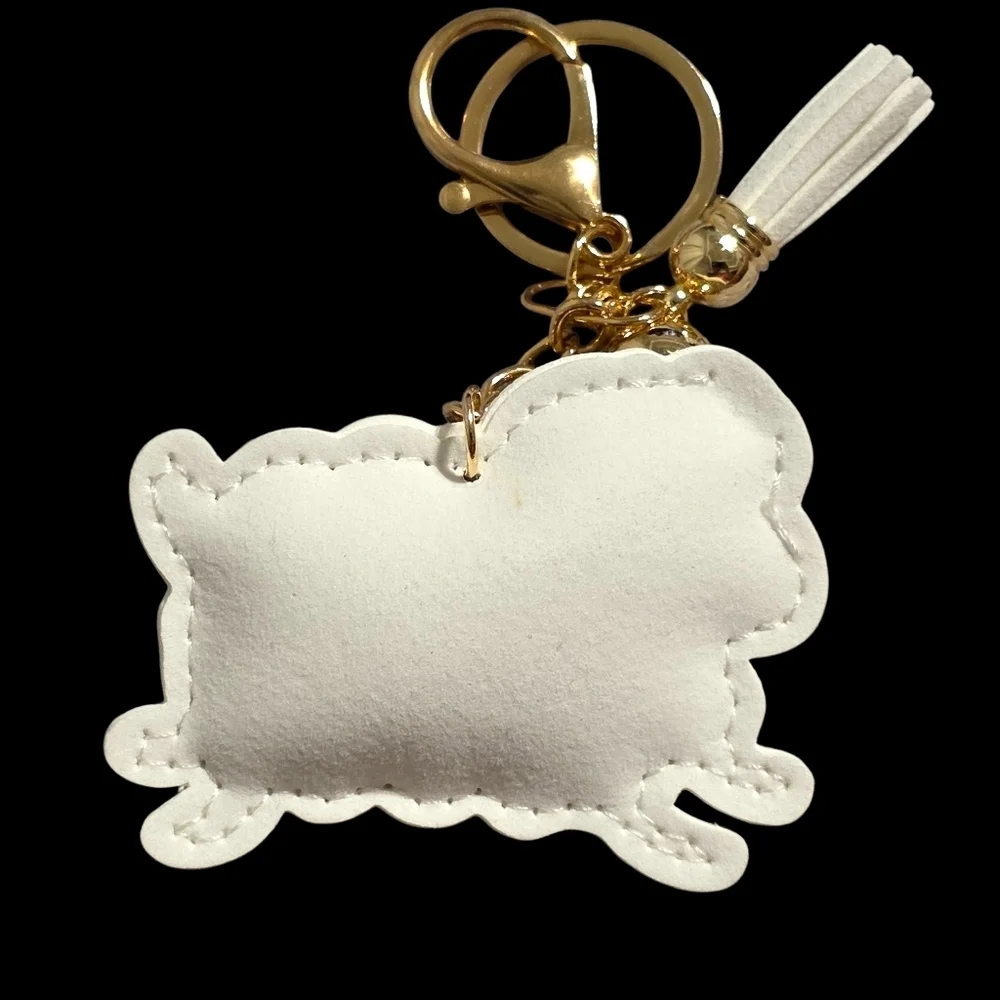 Sparkling Sheep Bag Charm Keychain with Gold Accents